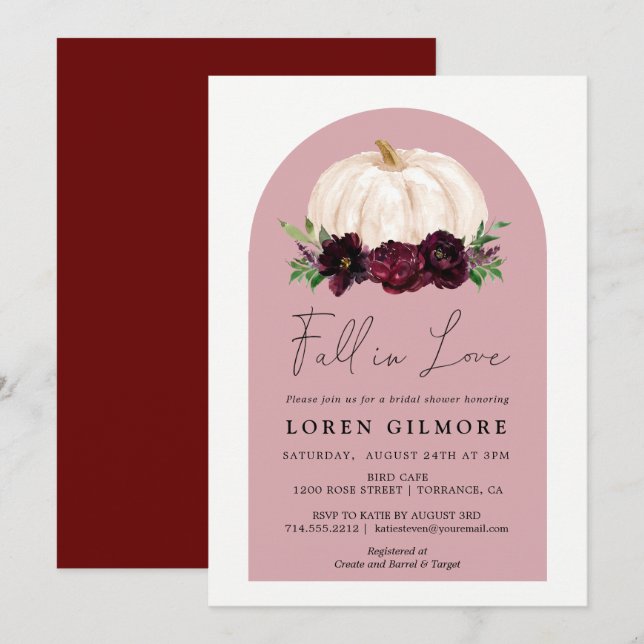 Invitación Boho Cae Enamorado Calabaza Floral Ducha De Novias (Anverso / Reverso)