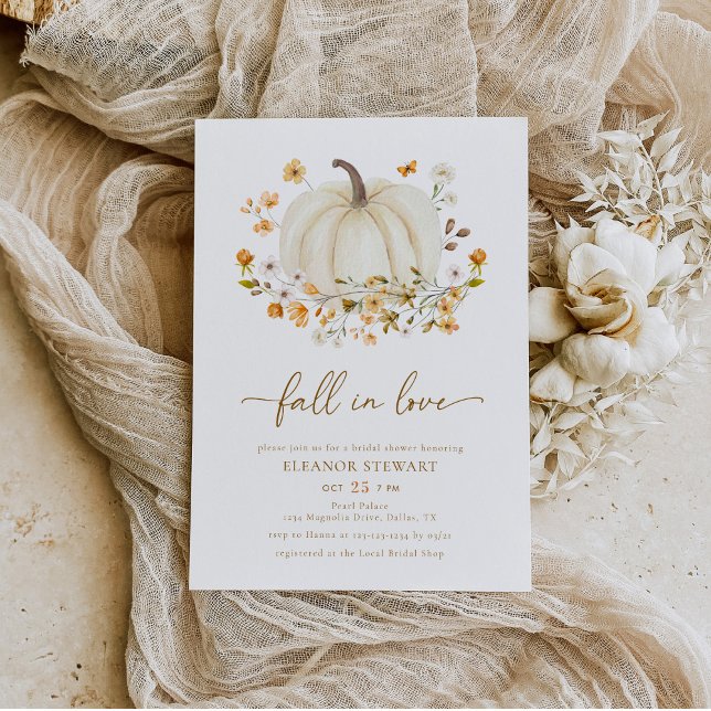 Invitación Boho Cae Enamorado De La Calabaza De Flores Silves (Subido por el creador)
