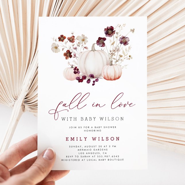 Invitación Boho Cae Enamorado Wildflower Calabaza Baby Shower (Subido por el creador)