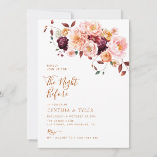 Invitación boho cae floral la noche anterior