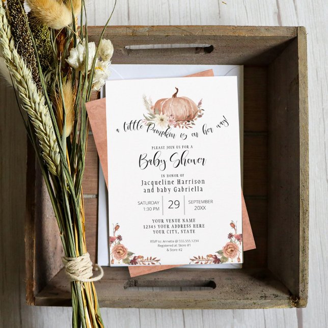 Invitación BOHO Caída Calabaza Floral Hoja Otoño Pampas Grasa (Subido por el creador)