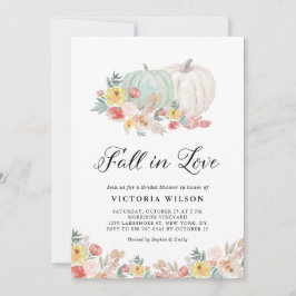 Invitación Boho Calabaza blanca y azul Cae en la ducha de nov