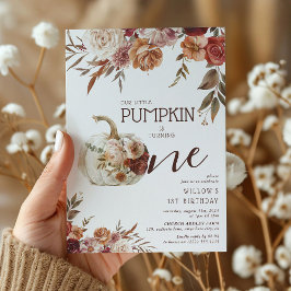 Invitación Boho Calabaza Bloom Otoño Primer cumpleaños