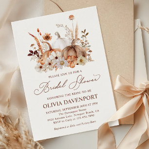 Invitación Boho Calabaza Floral Caída Rústica Ducha de Novias