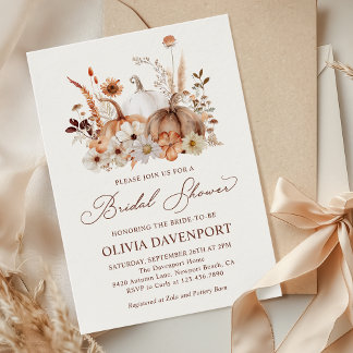 Invitación Boho Calabaza Floral Caída Rústica Ducha de Novias