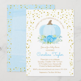 Invitación Boho Calabaza Niño Ducha Agua Azul Oro