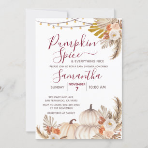 Invitación Boho Calabaza Spice & Everything Nice Baby Shower