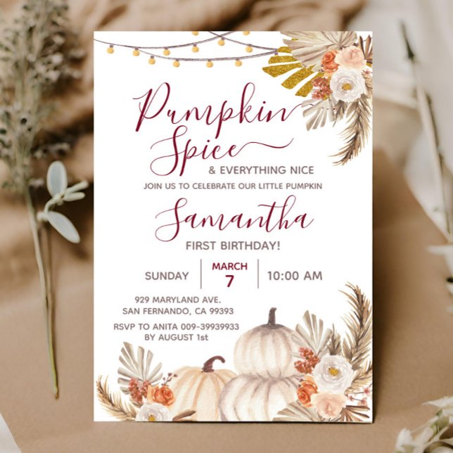 Invitación Boho Calabaza Spice & Everything Nice Primer cumpl (Subido por el creador)
