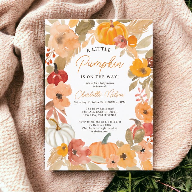 Invitación Boho cálido Pequeño calabaza caída ducha bebé (Warm Boho Little pumpkin fall baby shower Invitation)
