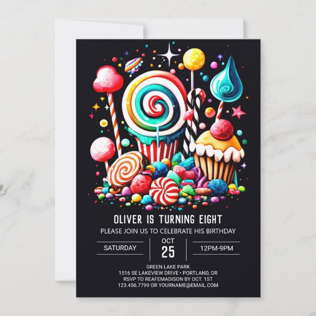 Invitación Boho Candy Dreams Editable Cumpleaños (Anverso)