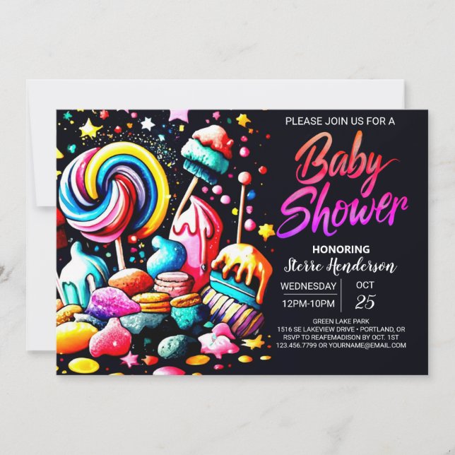 Invitación Boho Candyland Baby Shower (Anverso)