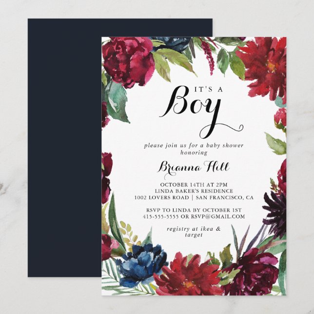 Invitación Boho caprichoso de lujo es un chico Baby Shower (Anverso / Reverso)