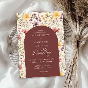 Invitación Boho cascada fall pradera flores silvestres