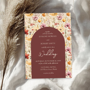 Invitación Boho cascada fall pradera flores silvestres