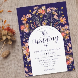 Invitación Boho cayó Boda azul de la Marina Rustica del Arco 