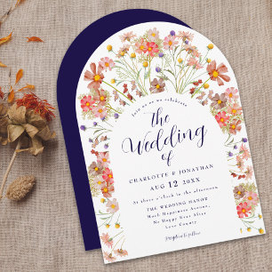 Invitación Boho cayó Boda azul de la Marina Rustica del Arco