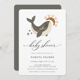 Invitación Boho Celestial Whale Baby Shower