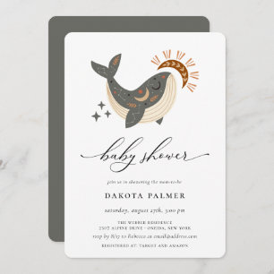 Invitación Boho Celestial Whale Baby Shower