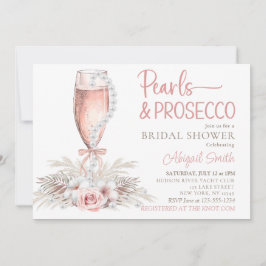 Invitación Boho Champagne Glass Pearls & Prosecco Bridal Show