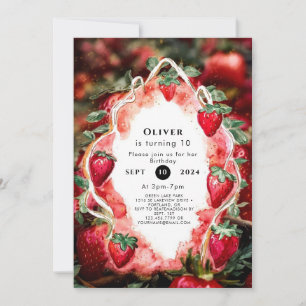 Invitación Boho Charming Fruit Strawberry Birday