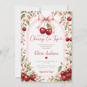 Invitación Boho Cherry en la parte superior Baby Shower lazo