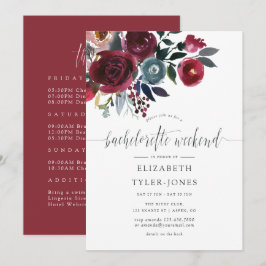 Invitación Boho Chic Burgundy y Navy Fin de Semana de Despedi