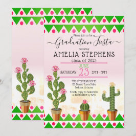 Invitación Boho Chic Cactus Fiesta Fiesta de Graduación