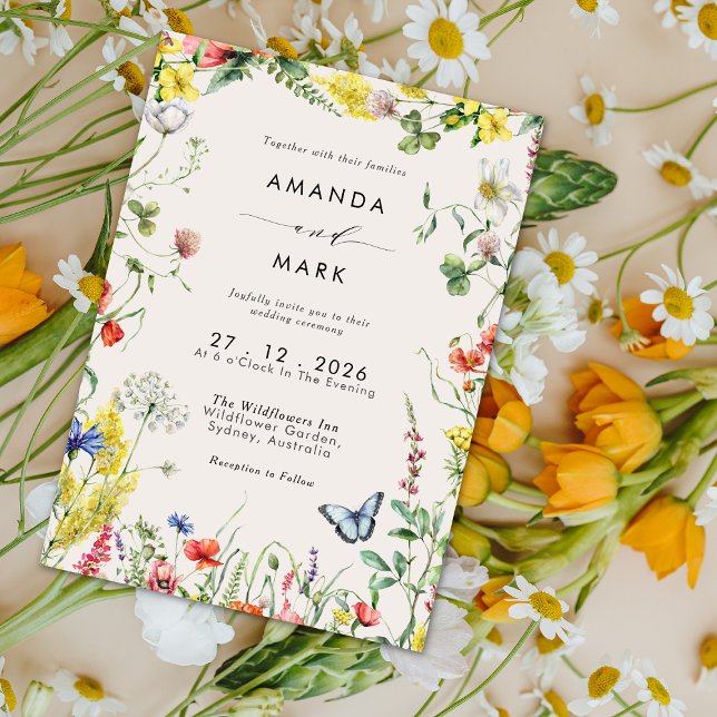 Invitación Boho Chic Colorful Wildflower Meadow Wedding (Subido por el creador)