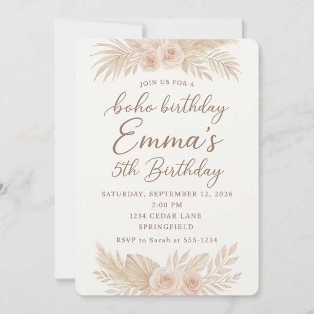 Invitación Boho Chic/Cortadera (Anverso)