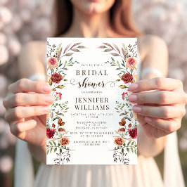 Invitación Boho Chic Dried Flowers Fall Autumn Bridal Shower