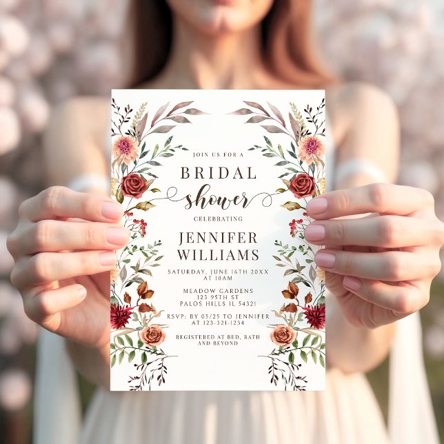 Invitación Boho Chic Dried Flowers Fall Autumn Bridal Shower (Subido por el creador)
