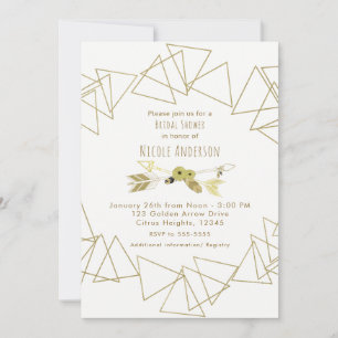 Invitación Boho Chic Flechas y Triángulos Geométricos Dorados