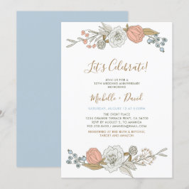 Invitación Boho Chic Floral de Primavera 10º Aniversario de B