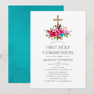 Invitación Boho Chic Floral Primera Comunión