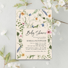 Invitación Boho Chic Little Wildflower Beige Boho Baby Shower