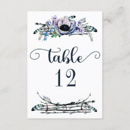 Invitación Boho Chic Menta y Azul Marino Floral Número de Mes