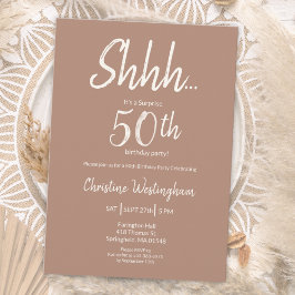 Invitación Boho Chic Mocha Cream Sorpresa 50 Cumpleaños