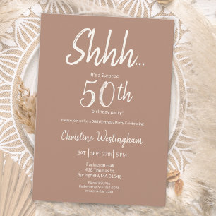 Invitación Boho Chic Mocha Cream Sorpresa 50 Cumpleaños
