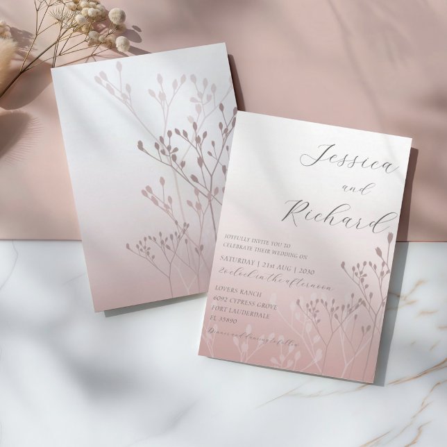 Invitación Boho Chic Rose Gold Botanical Wedding (Subido por el creador)