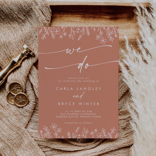 Invitación Boho Chic Terracotta Wildflower Nosotros Hacemos B (Subido por el creador)