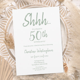 Invitación Boho Chic Verde Salvia Sorpresa Cumpleaños 50