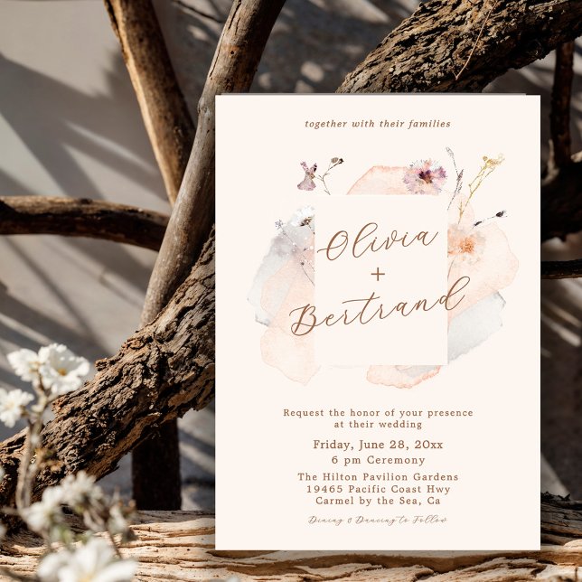 Invitación Boho Chic Wildflower Minimalist Garden Wedding (Subido por el creador)