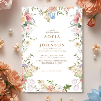 Invitación Boho Chic Wildflower Spring Garden Wedding