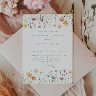 Invitación Boho Chic Wildflower Wedding Rehearsal Dinner