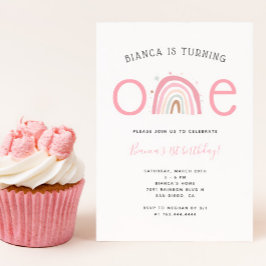Invitación Boho Chica arcoiris primer Fiesta de cumpleaños