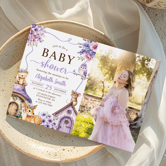 Invitación Boho Chica Baby Shower de Woodland Animals (Subido por el creador)