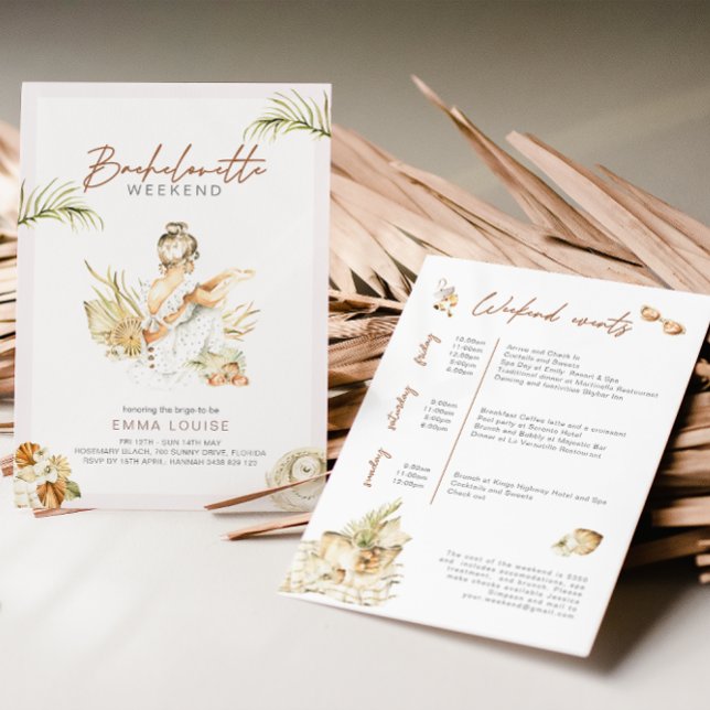 Invitación Boho Chica Beach Pampas Grass Bachelorette (Subido por el creador)