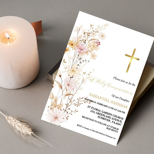 Invitación Boho Chica de hierba de flores silvestres primera  (Subido por el creador)
