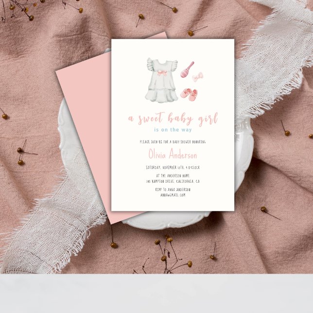 Invitación Boho Chica Outfit Baby Shower (Boho Girl Outfit Baby Shower Invitation)