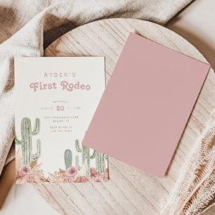 Invitación Boho Chicas Primer cumpleaños de la niña de rodeo